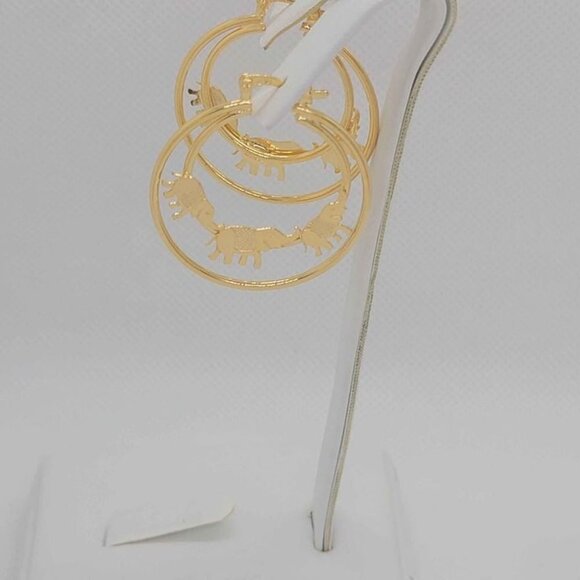 Brazilian 18k Gold filled 3 Elephants Earrings - Picture 4 of 4